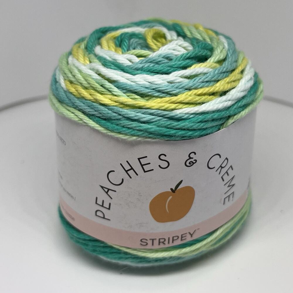 Peaches & Crème Stripey Yarn, Green Stripes